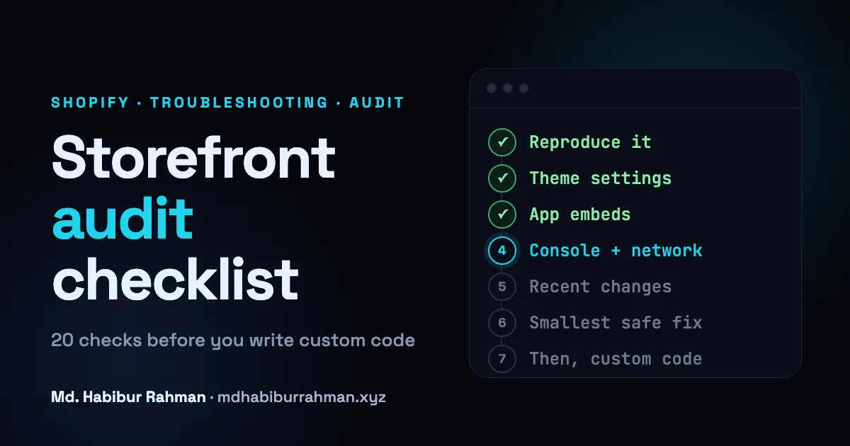 The Shopify Storefront Audit Checklist: 20 Issues to Check Before Writing Custom Code